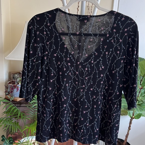 ❤️Floral Vine Print Open Front Short Sleeve Black Shrug or Cardigan-6 or 8P - Picture 9 of 14
